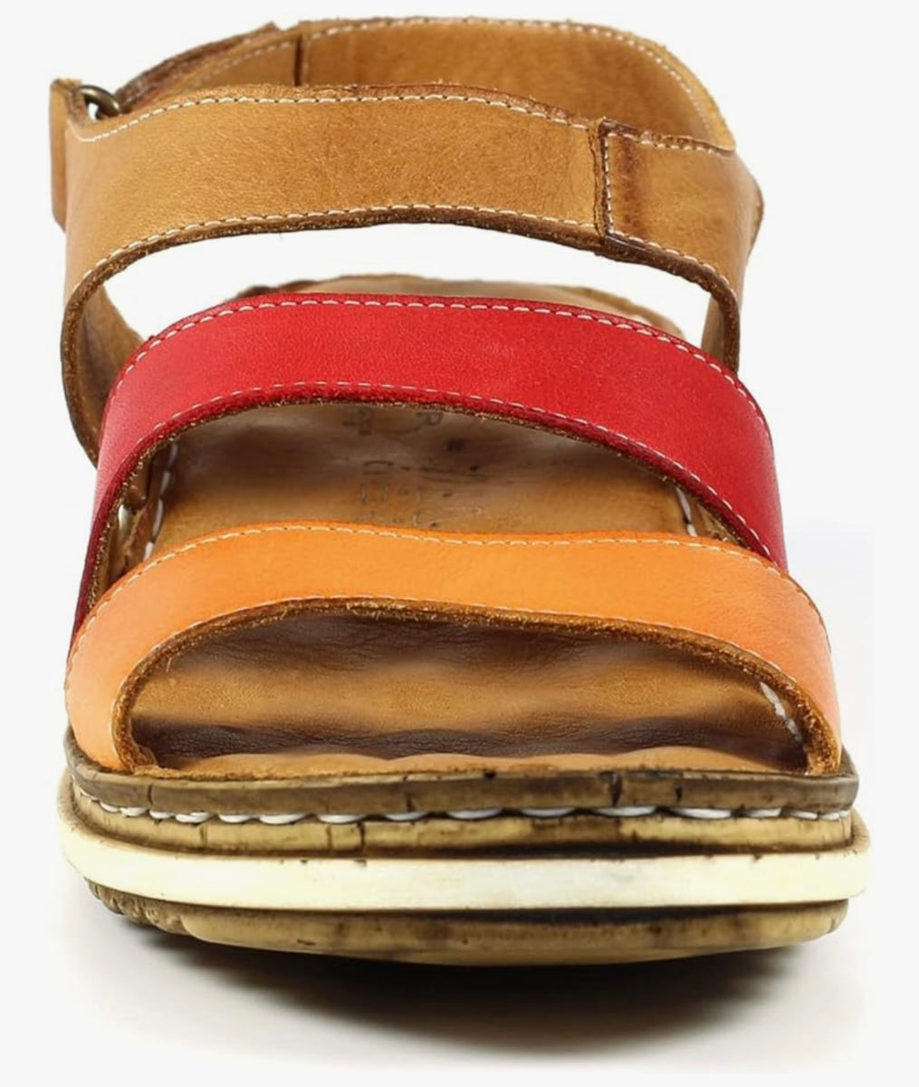 Eva Tan Leather Hook and Loop Sandals – Modella Shoes