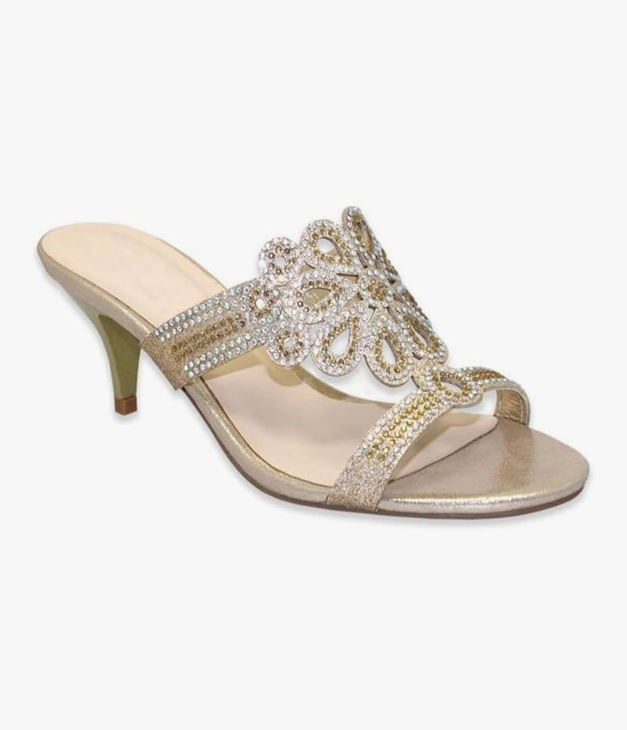 Glimmer Ladies Gold Diamanté Mule