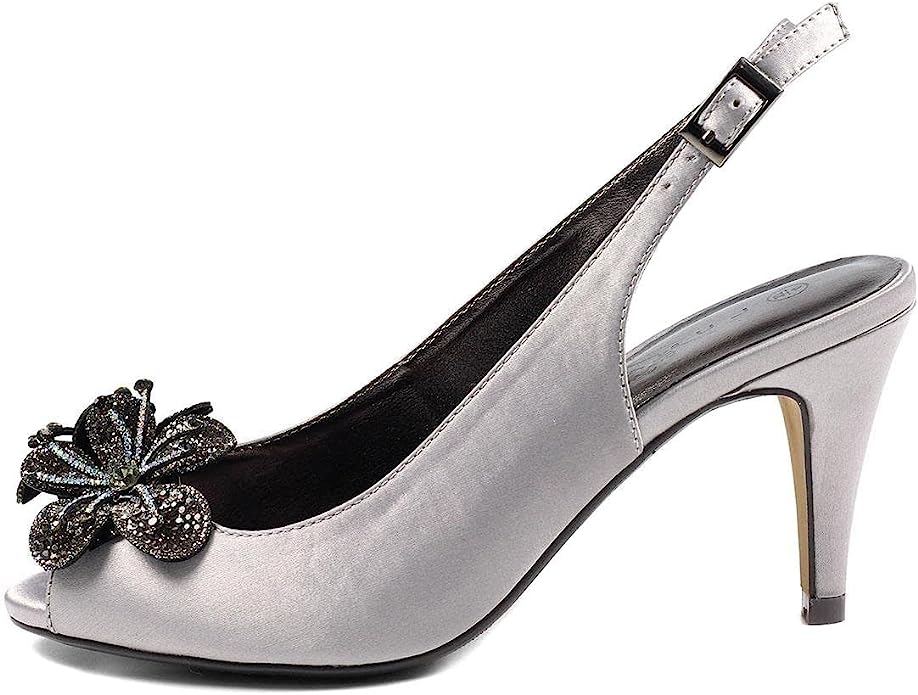 Ankara Grey Peep Toe Slingback – Modella Shoes