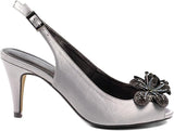 Lunar Ankara Grey Peep Toe Slingback