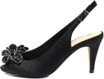 Lunar Ankara Black Peep Toe Slingback