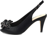 Lunar Ankara Black Peep Toe Slingback