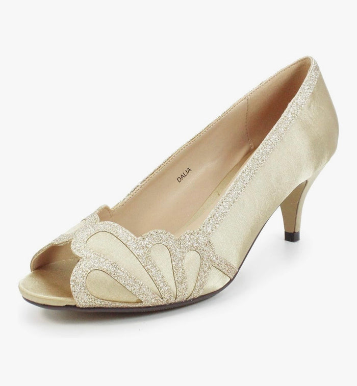 Dalia Champagne Peep Toe Court Shoes