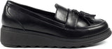 Ladies Tenby Black Wedged Loafer