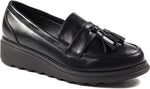 Ladies Tenby Black Wedged Loafer