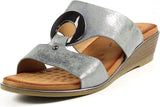 Ladies Manby Pewter Wedge Mules