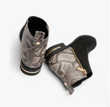 Lotus Anneka Ladies Black Snake Print Ankle Boots