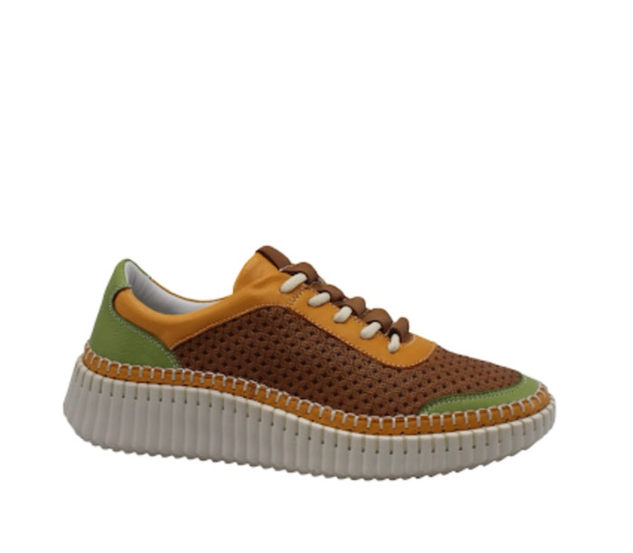 Modella Kyla Ladies Tan Multi Leather Sneakers