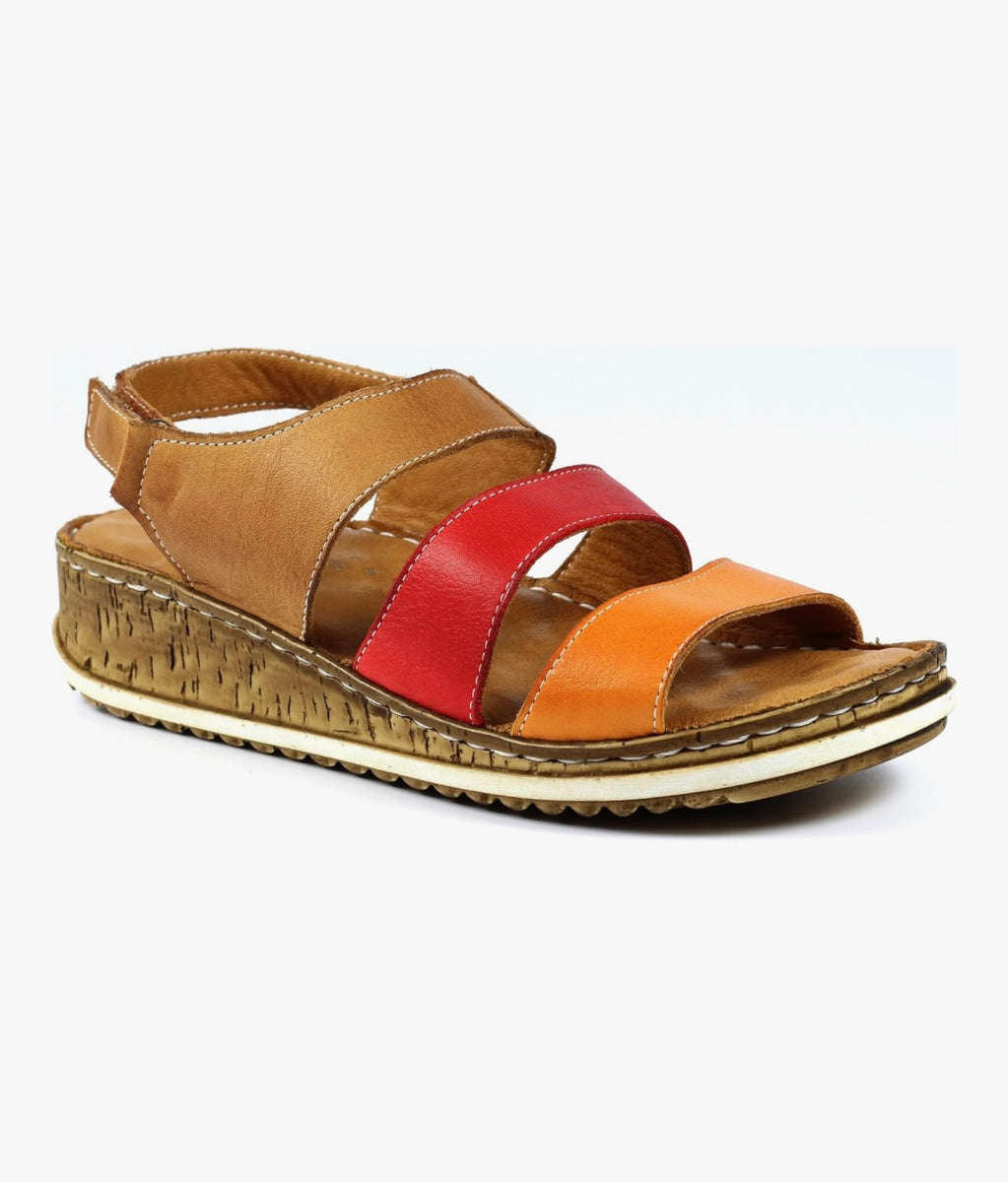 Eva Tan Leather Hook and Loop Sandals – Modella Shoes
