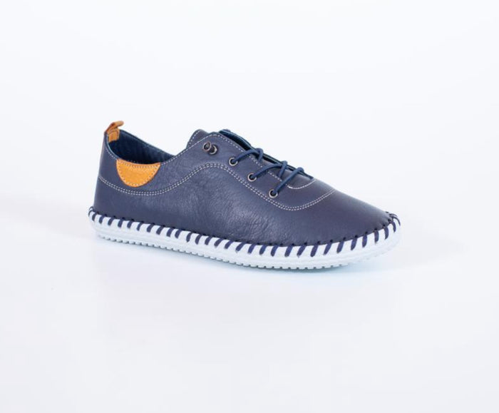 Lunar Women's St Ives Leather Sneakers - Navy Round Toe Casual Shoes