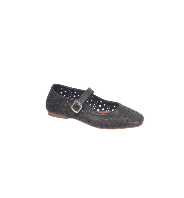 Modella Amy Ladies Black Leather Mary Jane Style Shoes