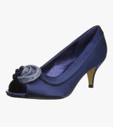 Ripley Navy Satin Peep Toe Court Shoes