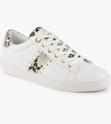 Florie Ladies White Snake Print Trainers