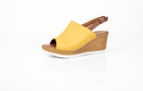 Shoozy Naomi Ladies Mustard Leather Wedge Sandals