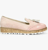 Michaela Ladies Pink Tassel Wedge Shoes