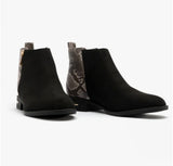 Lotus Anneka Ladies Black Snake Print Ankle Boots