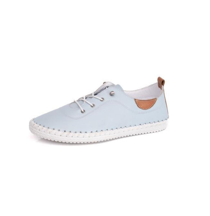 Shoozy Iris Light Blue Ladies Leather Plimsoll.