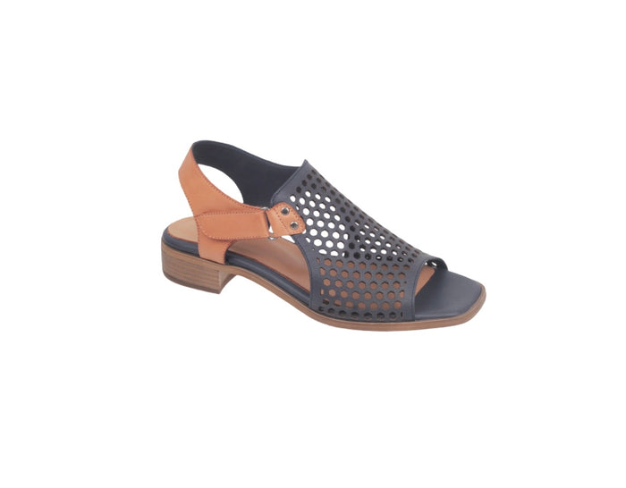 Modella Beatrice Ladies Navy Leather Low Heeled Sandals