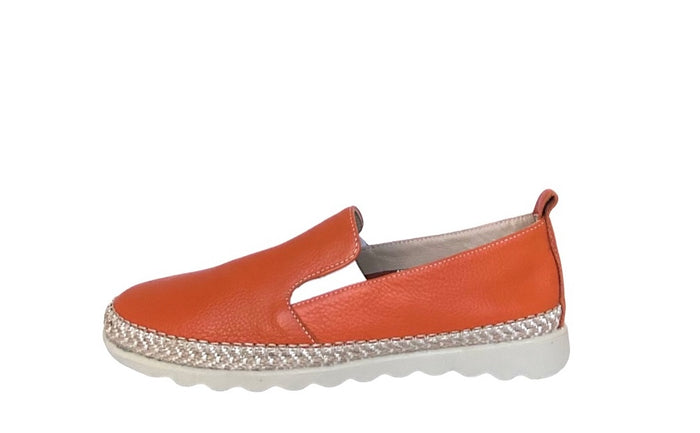 Fiona Ladies Burnt Orange Leather Slip On Shoes