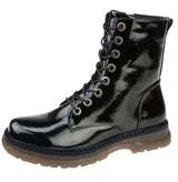 Ladies Cipriata Annetta Black Faux Patent Leather Ankle Boot