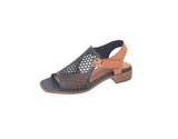 Modella Beatrice Ladies Navy Leather Low Heeled Sandals