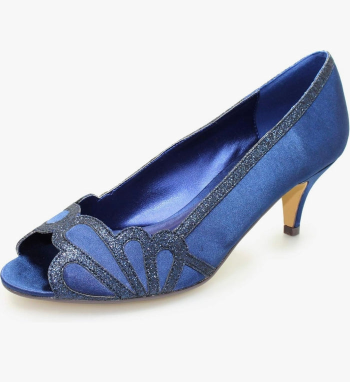 Dalia Navy Peep Toe Court Shoes