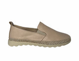Fiona Ladies Light Beige Leather Slip On Shoes