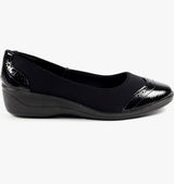 Natasha Ladies Black Elasticated Comfort Shoe