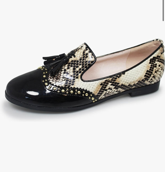 Francine Ladies Black Tassle Pump
