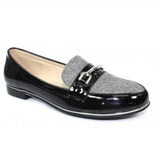 Lunar Antonella Black/Grey Patent Loafer’s