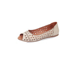 Modella Anna Ladies Cream Leather Peep Toe Flats