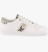 Florie Ladies White Snake Print Trainers