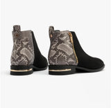 Lotus Anneka Ladies Black Snake Print Ankle Boots