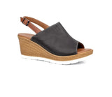 Shoozy Naomi Ladies Black Leather Wedge Sandy