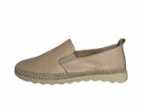 Fiona Ladies Light Beige Leather Slip On Shoes