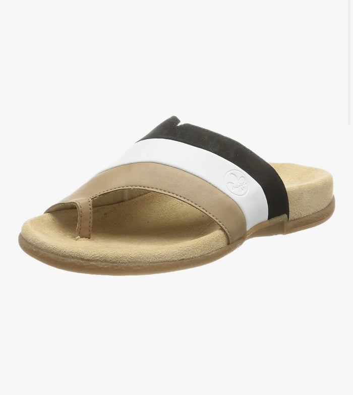 Rieker Ladies Beige multi toe post mule sandals