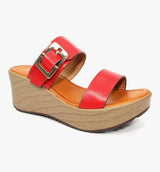 Fawn Ladies Red Wedge Sandals