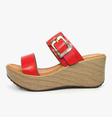 Fawn Ladies Red Wedge Sandals
