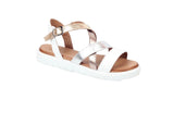 Modella Haven Ladies Gold Multi Leather Crossover Sandals