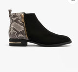 Lotus Anneka Ladies Black Snake Print Ankle Boots