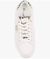 Florie Ladies White Snake Print Trainers