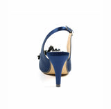 Lunar Ankara Navy Peep Toe Slingback Stilettos