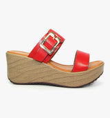 Fawn Ladies Red Wedge Sandals