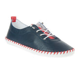 Shoozy Iris Ladies Navy & Red Leather Plimsoll