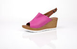 Shoozy Naomi Ladies Rose Leather Wedge Sandals