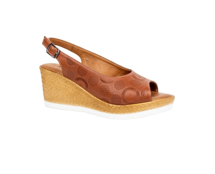 Bethany Ladies Tan Leather Wedges