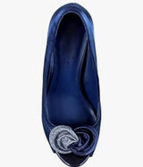 Ripley Navy Satin Peep Toe Court Shoes