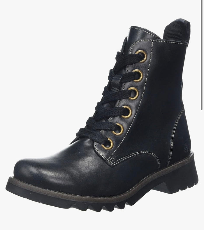Fly London Ragi539 Black Leather Ankle Boots