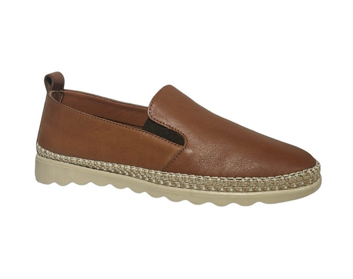 Fiona Ladies Tan Leather Slip On Shoes