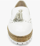Michaela Ladies White Tassle Wedge Loafer